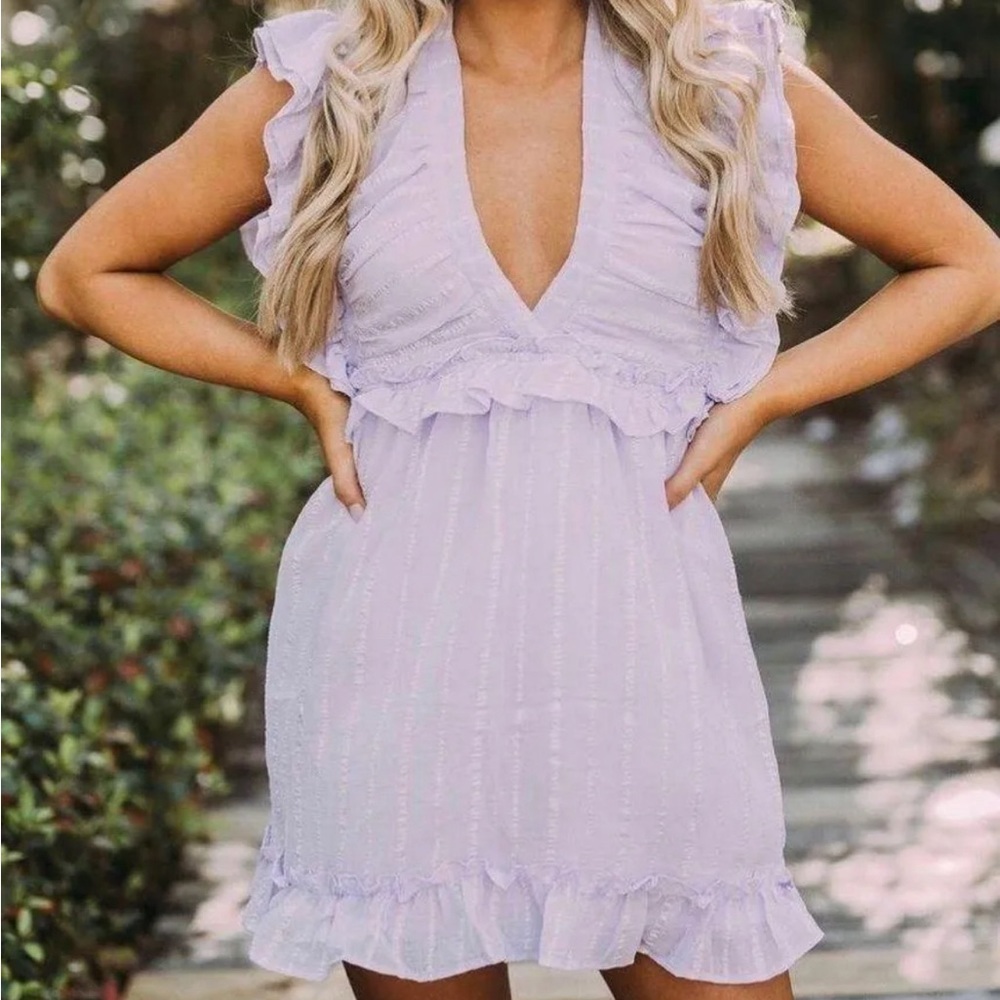 Millie Ruffled Dress in Lavender Purple